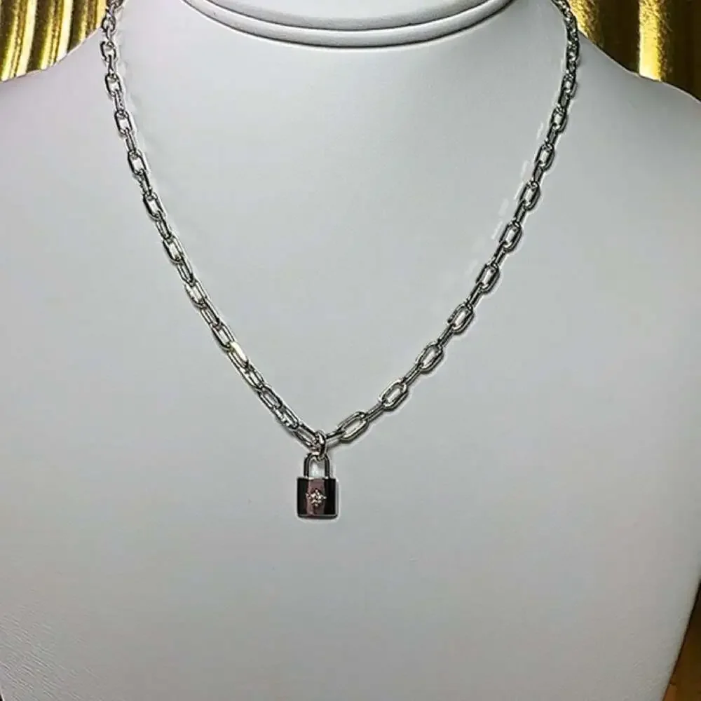 Silver Padlock Pendant necklace
